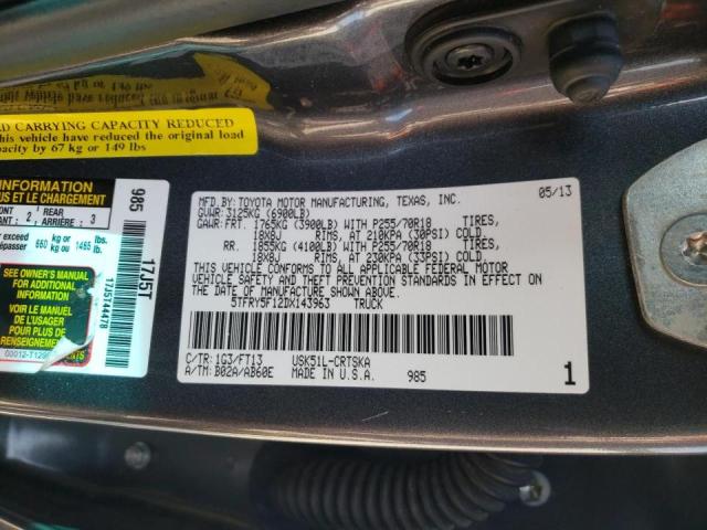 Photo 10 from auction – 2013 TOYOTA TUNDRA DOU with VIN 5TFRY5F12DX143963