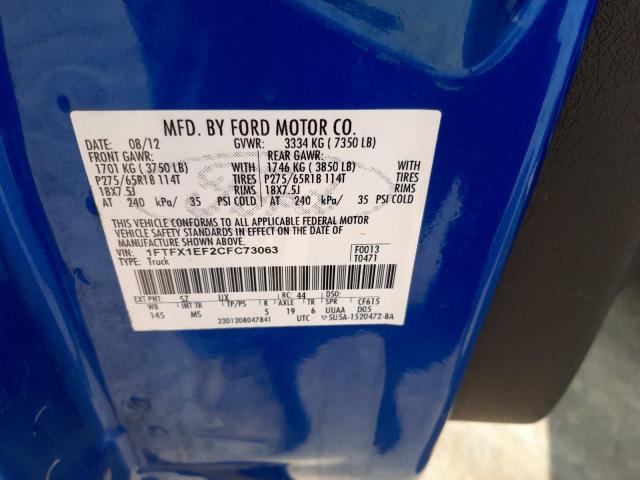 Photo 10 from auction – 2012 FORD F150 SUPER with VIN 1FTFX1EF2CFC73063