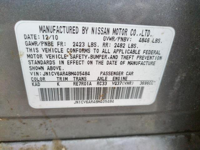 Photo 10 from auction – 2011 INFINITI G37 with VIN JN1CV6AR4BM405484