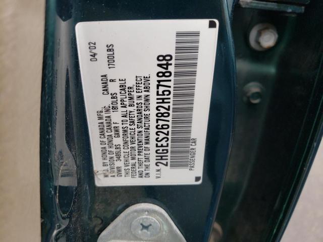 Photo 10 from auction – 2002 HONDA CIVIC EX with VIN 2HGES26782H571848