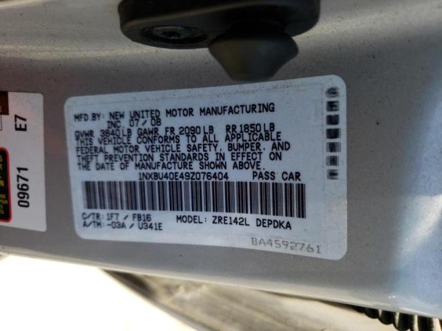 Photo 10 from auction – 2009 TOYOTA COROLLA BA with VIN 1NXBU40E49Z076404