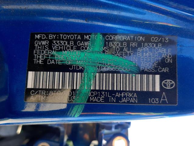 Photo 10 from auction – 2013 TOYOTA YARIS with VIN JTDKTUD31DD565500