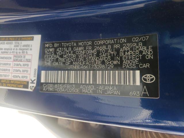 Photo 10 from auction – 2007 TOYOTA CAMRY CE with VIN JTNBE46K173098129