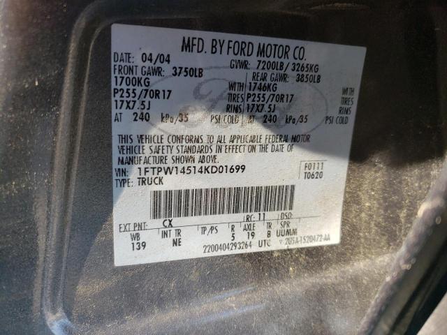 Photo 10 from auction – 2004 FORD F150 SUPER with VIN 1FTPW14514KD01699