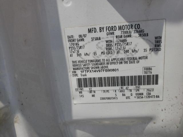 Photo 10 from auction – 2007 FORD F150 with VIN 1FTPX14V97FB90801