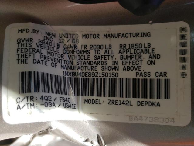 Photo 10 from auction – 2009 TOYOTA COROLLA BA with VIN 1NXBU40E89Z150150