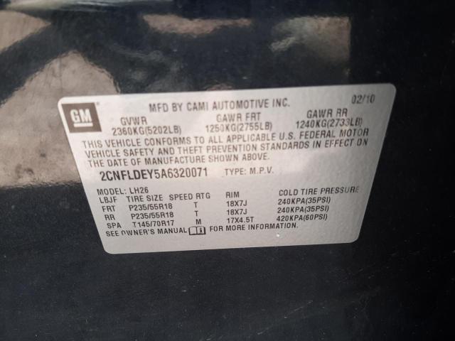 Photo 10 from auction – 2010 CHEVROLET EQUINOX LT with VIN 2CNFLDEY5A6320071