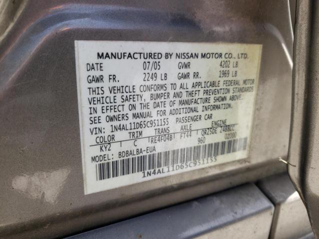 Photo 10 from auction – 2005 NISSAN ALTIMA S with VIN 1N4AL11D65C951155