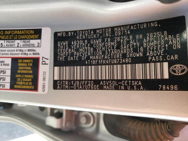 Photo 10 from auction – 2015 TOYOTA CAMRY LE with VIN 4T1BF1FK4FU873480