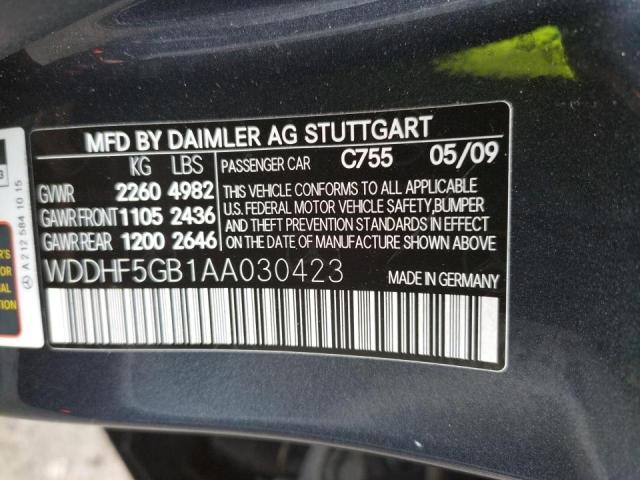 Photo 10 from auction – 2010 MERCEDES-BENZ E 350 with VIN WDDHF5GB1AA030423