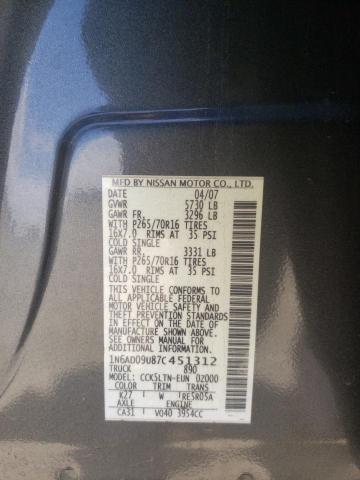 Photo 10 from auction – 2007 NISSAN FRONTIER C with VIN 1N6AD09U87C451312