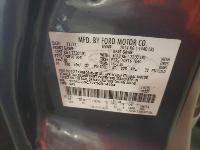 Photo 10 from auction – 2012 FORD ESCAPE XLS with VIN 1FMCU0C77CKB34194