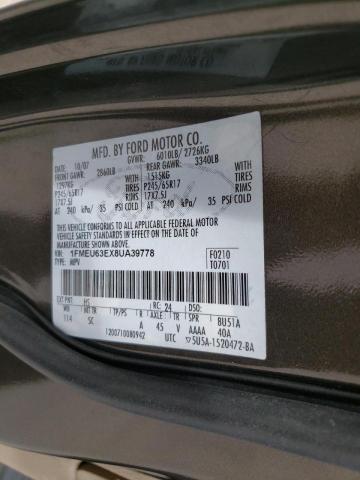 Photo 10 from auction – 2008 FORD EXPLORER X with VIN 1FMEU63EX8UA39778