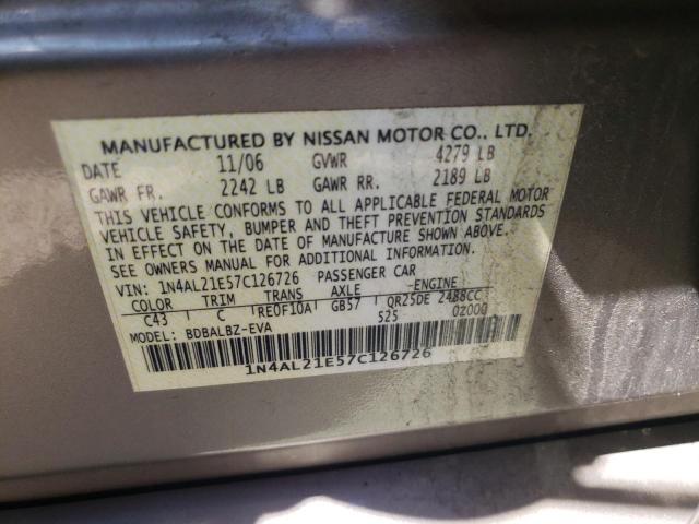Photo 10 from auction – 2007 NISSAN ALTIMA 2.5 with VIN 1N4AL21E57C126726