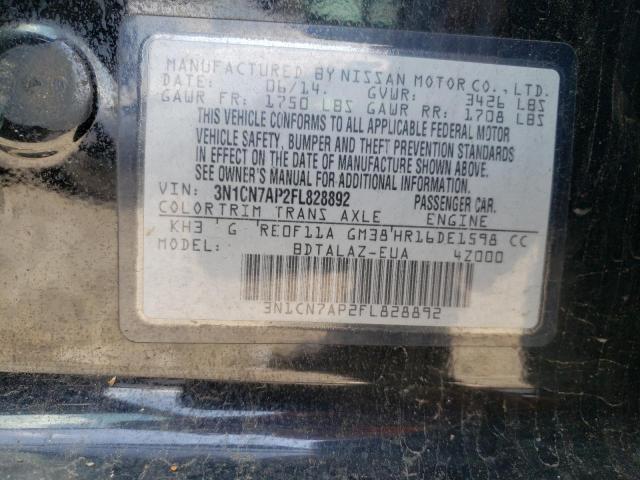Photo 10 from auction – 2015 NISSAN VERSA S with VIN 3N1CN7AP2FL828892