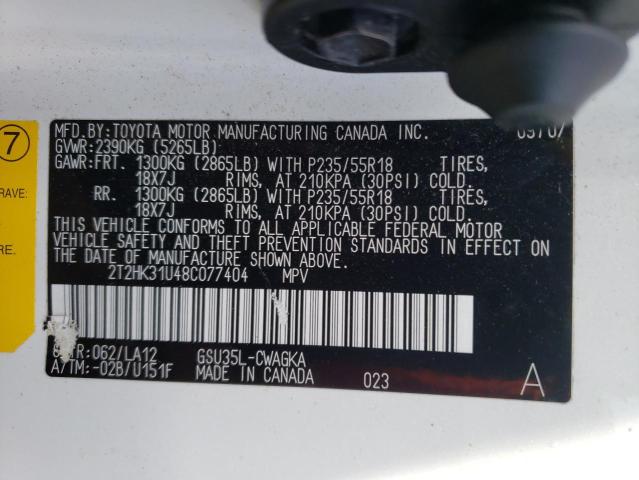 Photo 10 from auction – 2008 LEXUS RX 350 with VIN 2T2HK31U48C077404