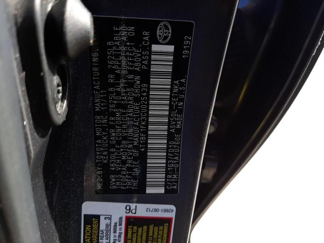 Photo 10 from auction – 2012 TOYOTA CAMRY BASE with VIN 4T1BF1FK3CU025439