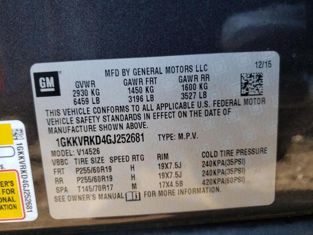 Photo 10 from auction – 2016 GMC ACADIA SLT with VIN 1GKKVRKD4GJ252681
