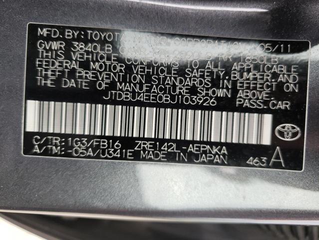 Photo 10 from auction – 2011 TOYOTA COROLLA BA with VIN JTDBU4EE0BJ103926