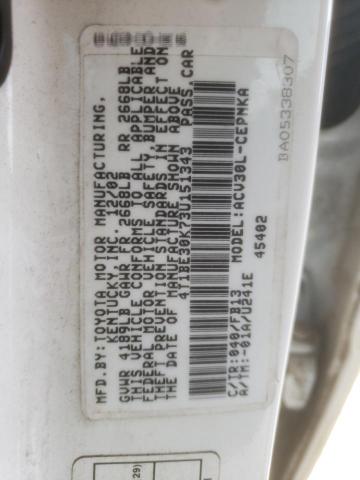 Photo 10 from auction – 2003 TOYOTA CAMRY LE with VIN 4T1BE30K73U151343