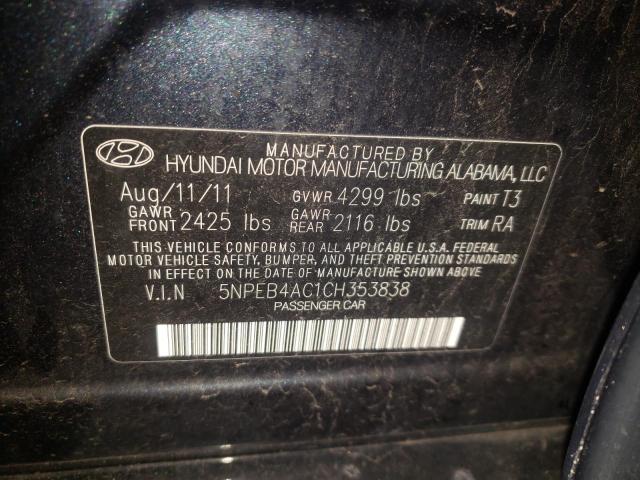 Photo 10 from auction – 2012 HYUNDAI SONATA GLS with VIN 5NPEB4AC1CH353838