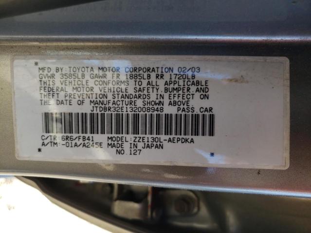 Photo 10 from auction – 2003 TOYOTA COROLLA CE with VIN JTDBR32E132008948