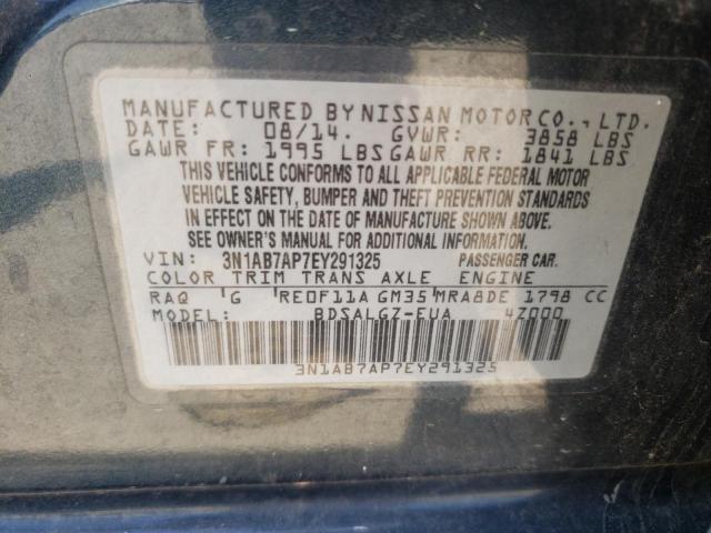 Photo 10 from auction – 2014 NISSAN SENTRA S with VIN 3N1AB7AP7EY291325