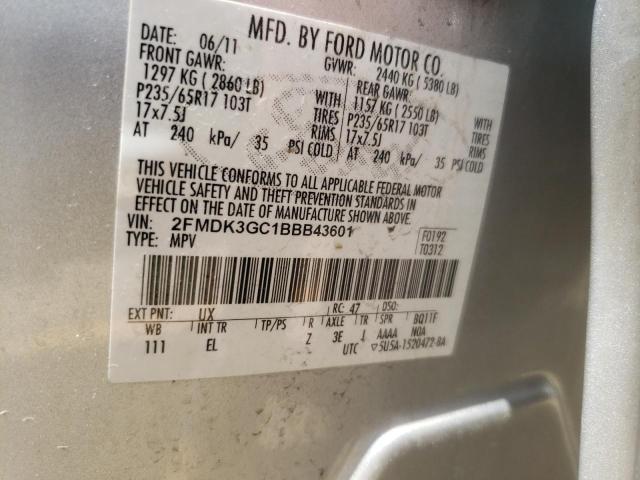 Photo 10 from auction – 2011 FORD EDGE SE with VIN 2FMDK3GC1BBB43601