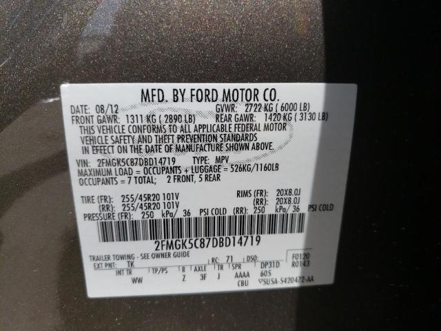 Photo 10 from auction – 2013 FORD FLEX SEL with VIN 2FMGK5C87DBD14719