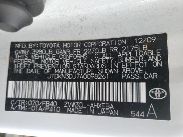 Photo 10 from auction – 2010 TOYOTA PRIUS with VIN JTDKN3DU7A0098261