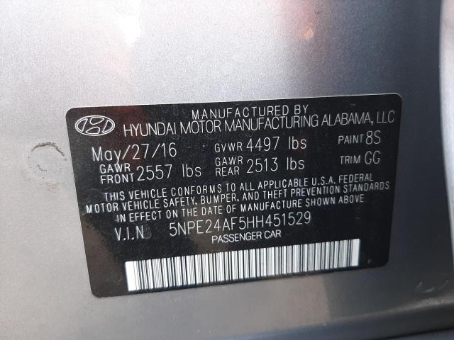 Photo 10 from auction – 2017 HYUNDAI SONATA SE with VIN 5NPE24AF5HH451529