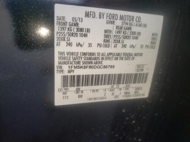 Photo 10 from auction – 2013 FORD EXPLORER L with VIN 1FM5K8F80DGC86789