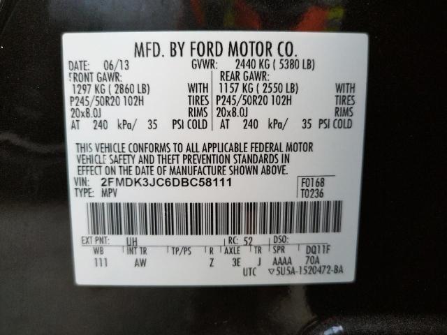 Photo 10 from auction – 2013 FORD EDGE SEL with VIN 2FMDK3JC6DBC58111