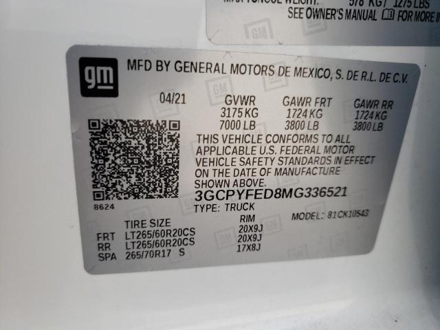 Photo 10 from auction – 2021 CHEVROLET SILVERADO with VIN 3GCPYFED8MG336521