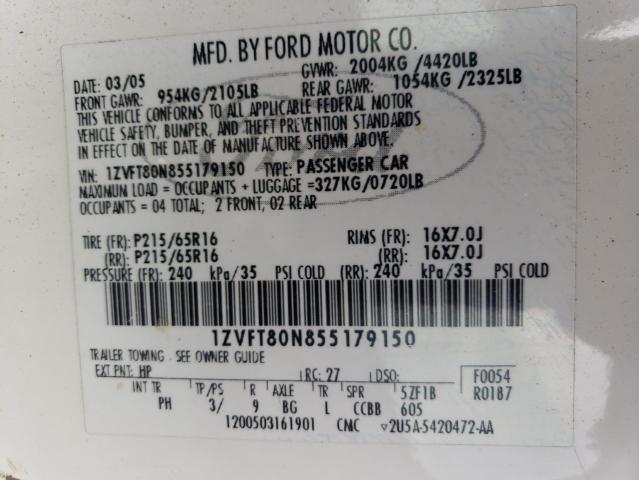 Photo 10 from auction – 2005 FORD MUSTANG with VIN 1ZVFT80N855179150
