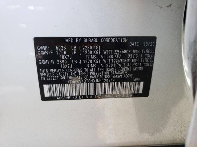 Photo 10 from auction – 2021 SUBARU OUTBACK LI with VIN 4S4BTGND1M3120944