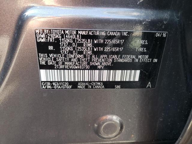 Photo 10 from auction – 2016 TOYOTA RAV4 XLE with VIN 2T3RFREV6GW483790