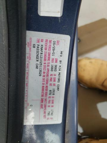 Photo 10 from auction – 2002 KIA SPECTRA BA with VIN KNAFB121025113529