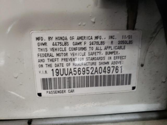 Photo 10 from auction – 2002 ACURA 3.2TL TYPE with VIN 19UUA56952A049761
