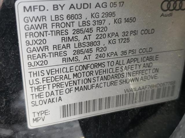 Photo 10 from auction – 2017 AUDI Q7 PREMIUM with VIN WA1LAAF76HD057788