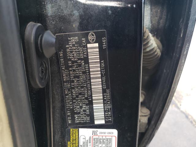 Photo 10 from auction – 2007 TOYOTA CAMRY LE with VIN 4T1BK46K97U044886