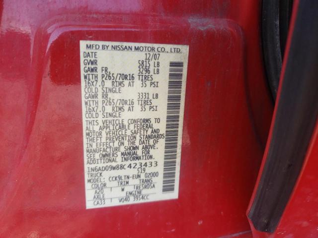 Photo 10 from auction – 2008 NISSAN FRONTIER C with VIN 1N6AD09W88C423433