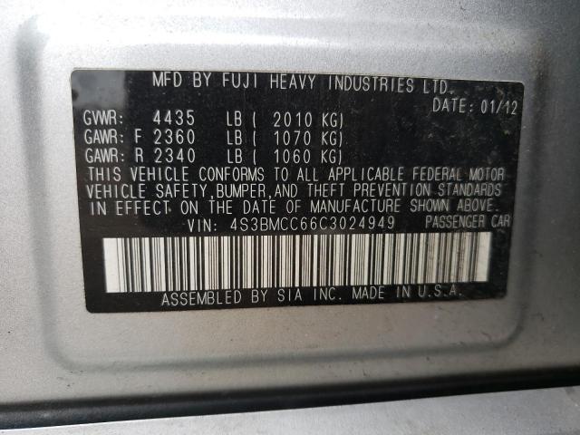 Photo 10 from auction – 2012 SUBARU LEGACY 2.5 with VIN 4S3BMCC66C3024949