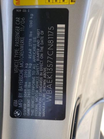 Photo 10 from auction – 2007 BMW 650 I with VIN WBAEK13577CN81175