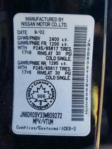 Photo 10 from auction – 2003 NISSAN PATHFINDER with VIN JN8DR09Y33W809272