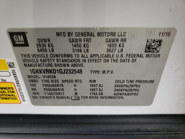Photo 10 from auction – 2016 GMC ACADIA SLT with VIN 1GKKVRKD1GJ232548