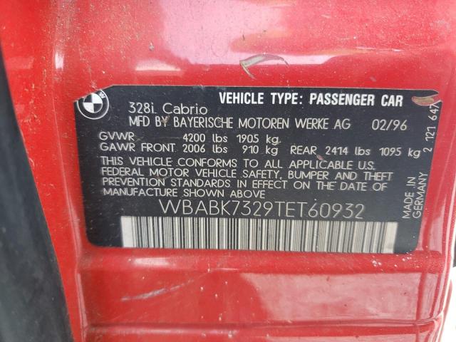 Photo 10 from auction – 1996 BMW 328 IC with VIN WBABK7329TET60932
