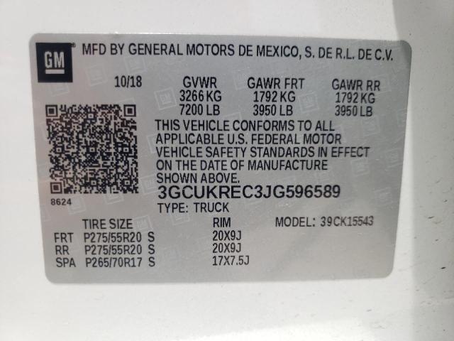 Zdjęcie 10 z aukcji – 2018 CHEVROLET SILVERADO z VIN 3GCUKREC3JG596589