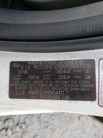 Photo 10 from auction – 2009 KIA SPECTRA EX with VIN KNAFE221995654411