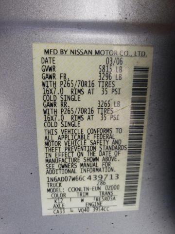 Photo 10 from auction – 2006 NISSAN FRONTIER C with VIN 1N6AD07W66C439713